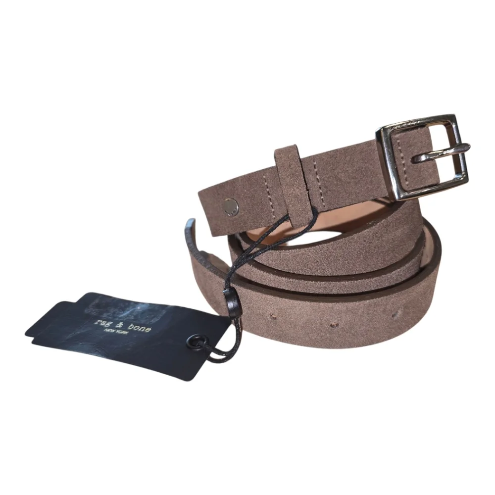 Rag‎ & Bone New York Suede Leather Skinny Belt Designer Silver Buckle Meduim New